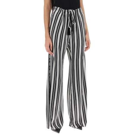 striped silk satin pants