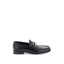 grained leather loafers with gancini