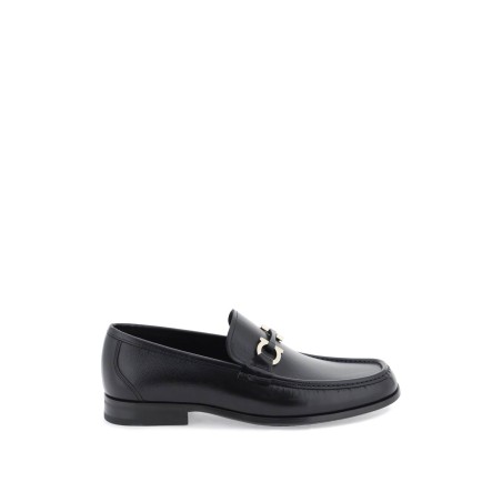 grained leather loafers with gancini