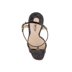 angelina sandals in croco-embossed glossy leather