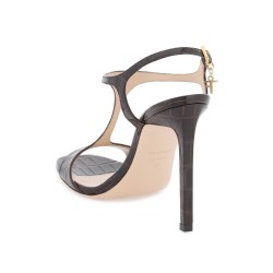 angelina sandals in croco-embossed glossy leather