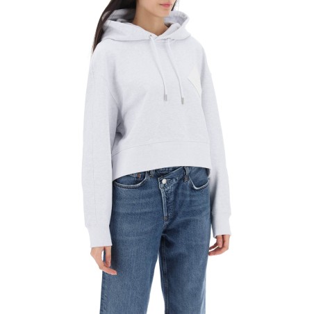 cropped hoodie with logo patch