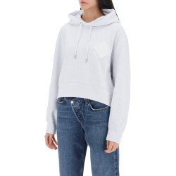 cropped hoodie with logo patch