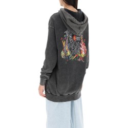 oversized hoodie with print and rhinestones