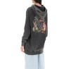 oversized hoodie with print and rhinestones