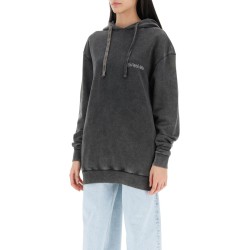 oversized hoodie with print and rhinestones