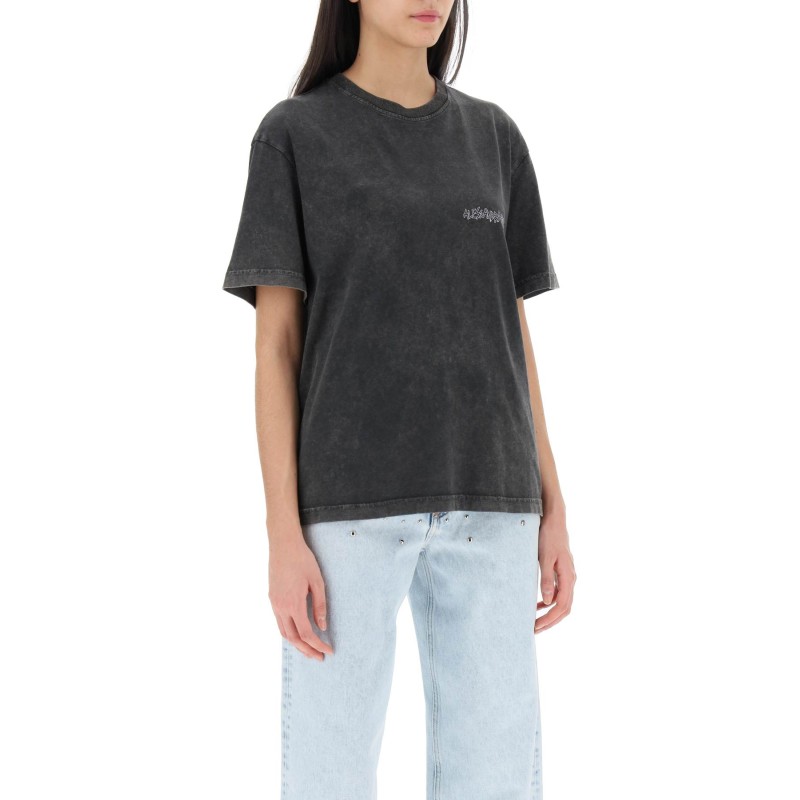 oversized t-shirt with print and rhinestones