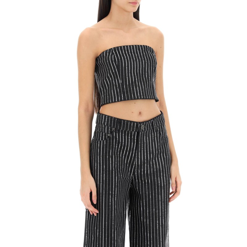 cropped top with sequined stripes