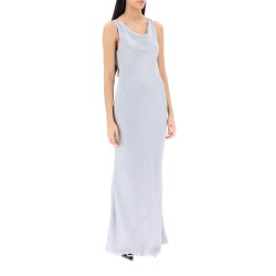 drape neck satin gown