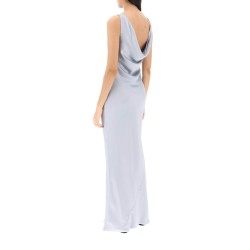 drape neck satin gown