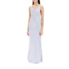 drape neck satin gown