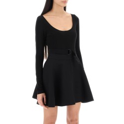 belted long-sleeved bodysuit