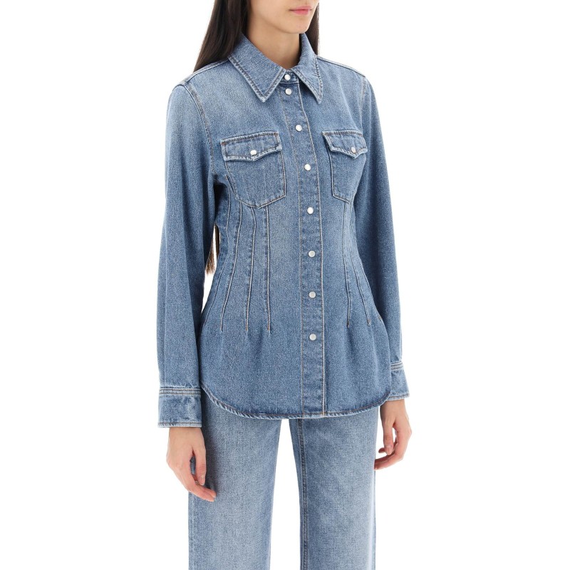 waisted denim shirt