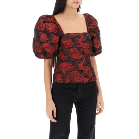 blouse in floral jacquard