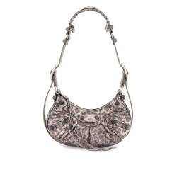 le cagole xs bag in leopard-printed metallic leather