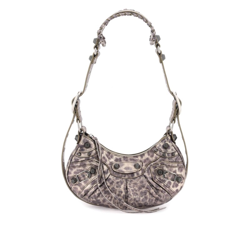 le cagole xs bag in leopard-printed metallic leather