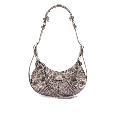 le cagole xs bag in leopard-printed metallic leather