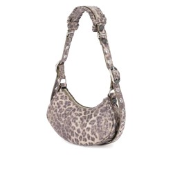 le cagole xs bag in leopard-printed metallic leather