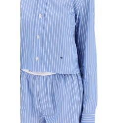 cropped striped poplin shirt