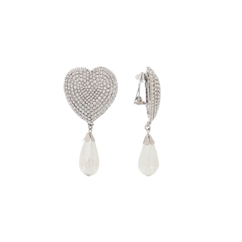 heart crystal earrings with pearls