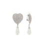 heart crystal earrings with pearls