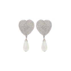 heart crystal earrings with pearls