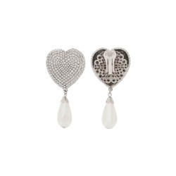 heart crystal earrings with pearls