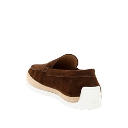 suede slip-on with rafia insert