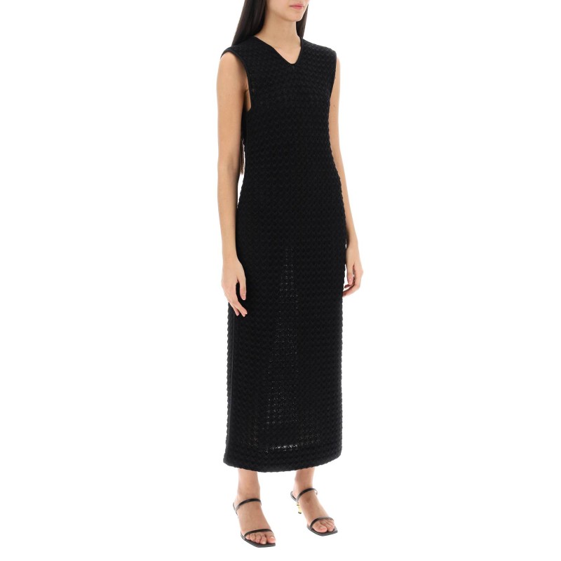 midi dress in openwork knit