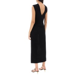 midi dress in openwork knit