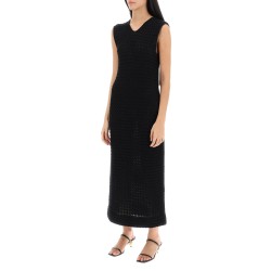 midi dress in openwork knit