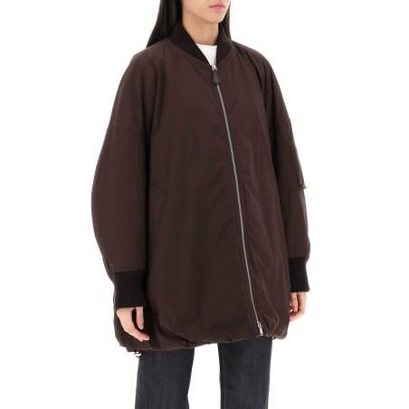 down-padded maxi bomber jacket