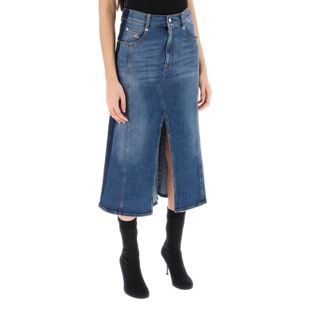 washed denim midi skirt