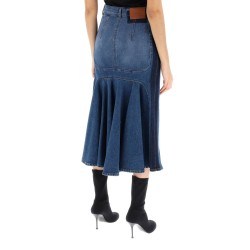 washed denim midi skirt