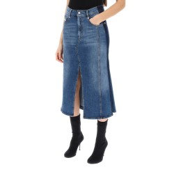 washed denim midi skirt