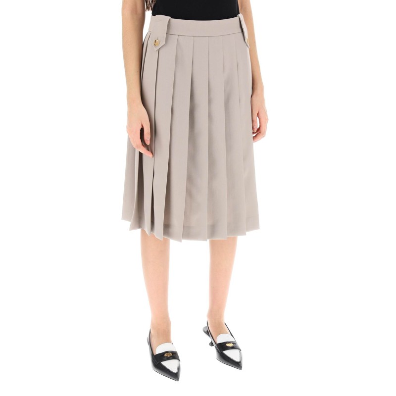 wool gabardine pleated skirt