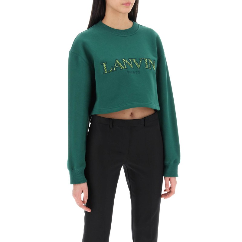 cropped sweatshirt with embroidered logo patch