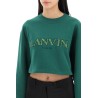 cropped sweatshirt with embroidered logo patch