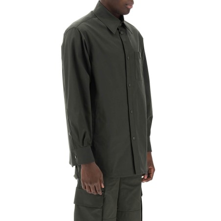 snap-up overshirt in stretch nylon