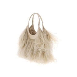 satin handbag with feathers