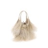 satin handbag with feathers