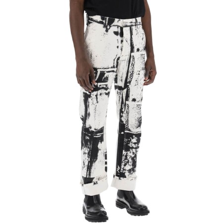 fold print workwear jeans