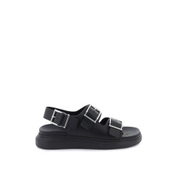 leather sandals with maxi buckles