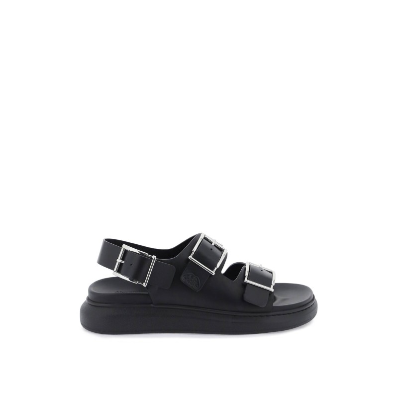 leather sandals with maxi buckles