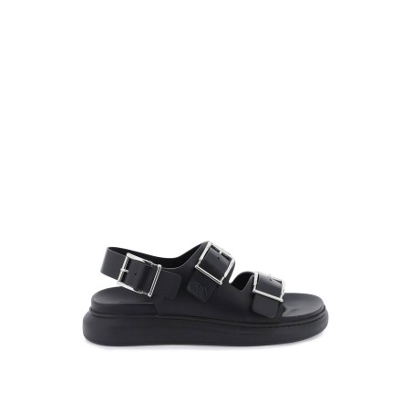 leather sandals with maxi buckles