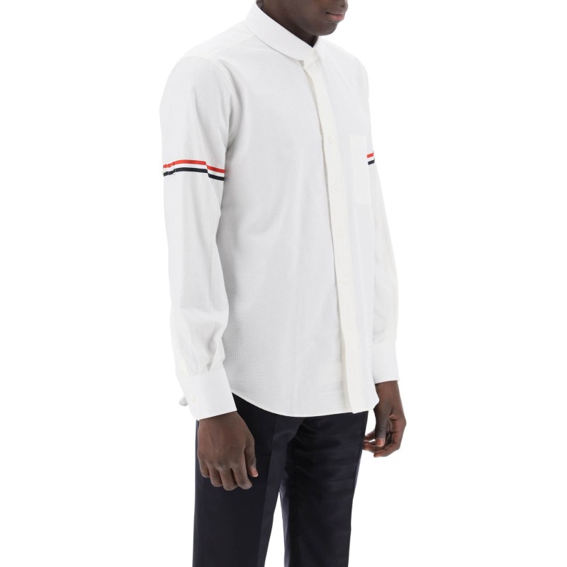 seersucker shirt with rounded collar