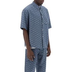 seigaiha short-sleeved denim shirt