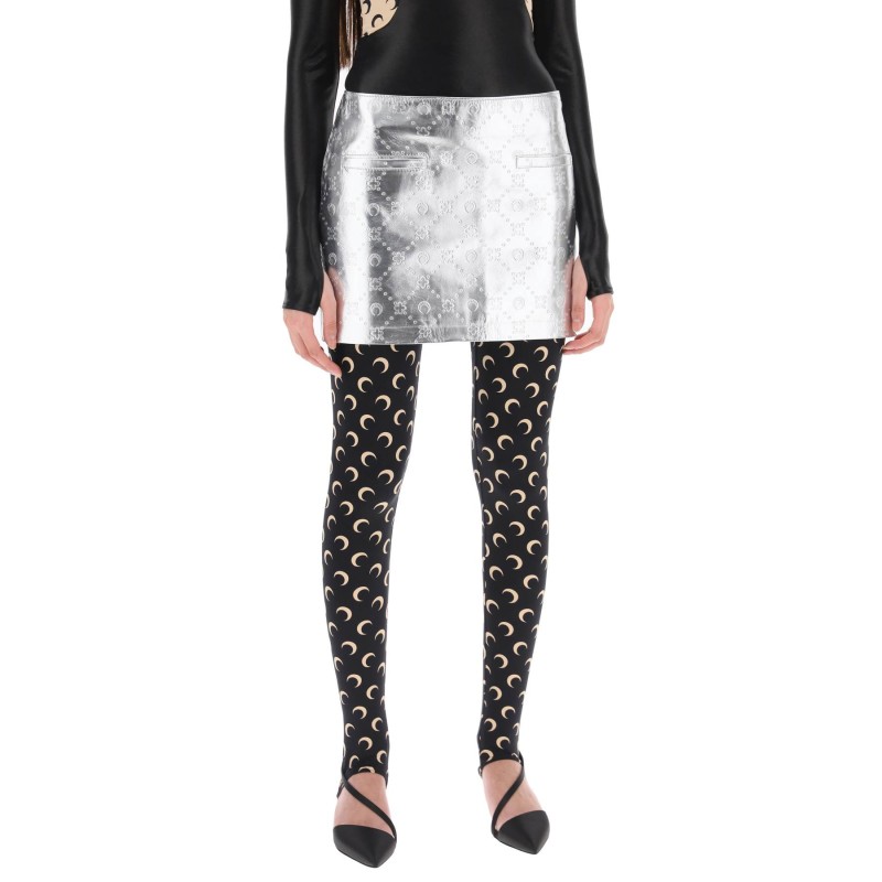 moonogram mini skirt in laminated leather