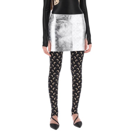 moonogram mini skirt in laminated leather