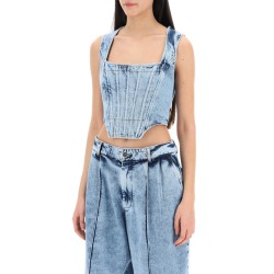 bustier top in marbled denim